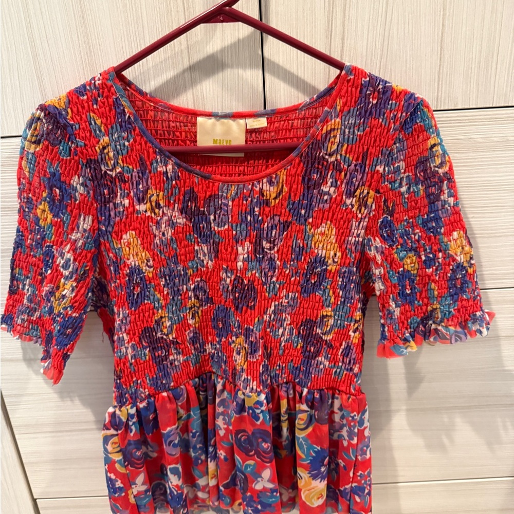 Maeve Red and Blue Smocked Dress